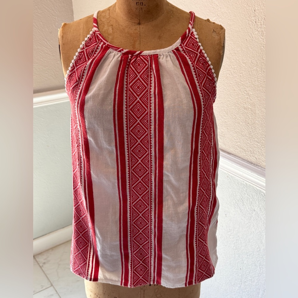Vince Camuto Red and Cream Striped Blouse